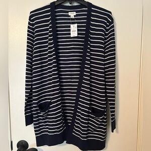 J. Crew Navy and White Striped Cardigan